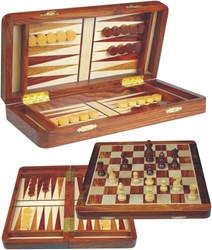 HOT Games Ajedrez Backgammon Magnético Madera de Acacia Juego de Lujo 30cm