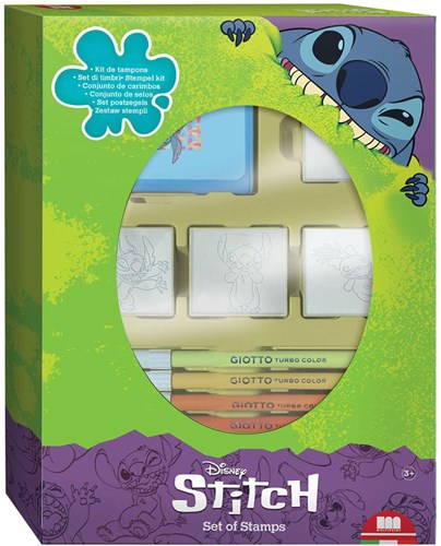 Multiprint set de sellos Stitch con 4 sellos de madera y rotuladores