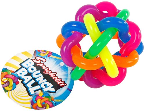 Pelota saltarina spaghetti arcoíris diseño nudo 6,5 cm juguete
