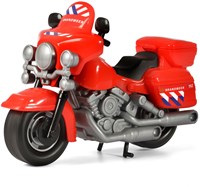 Cavallino moto de bomberos juguete con pegatinas y maletero
