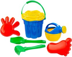 Set de cubo de playa clásico azul 7 piezas plástico