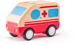 Woody ambulancia de juguete de madera con luz y sonido - 11 cm