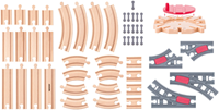 Woody set de vías de juguete 50 piezas con plataforma giratoria y accesorios