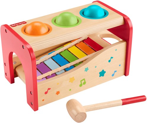 Fisher-Price xilófono de madera juguete con banco de martillo para niños