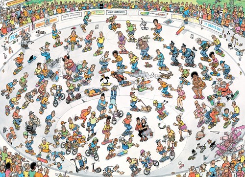 Jumbo puzzle Jan van Haasteren 2000 piezas skateboarding dibujo animado-3