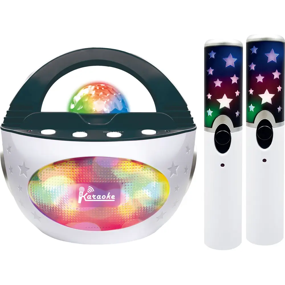 Vedes altavoz karaoke con 2 micrófonos y luces de discoteca - inalámbrico