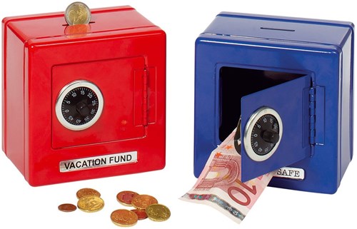 Goki Hucha - Caja Fuerte Metálica Roja con Cerradura de Combinación-3