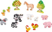 Goki animales de granja set de juguetes de madera 14 piezas educativo-3