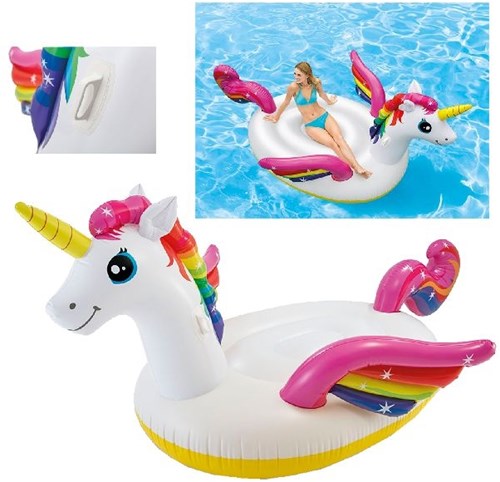 Intex colchón unicornio hinchable piscina playa 287x193x165 cm