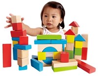 Hape bloques apilables de madera 50 piezas juguete de construcción colorido-3