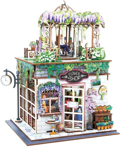 Buki kit de construcción diorama tienda de flores de madera con luz LED-2