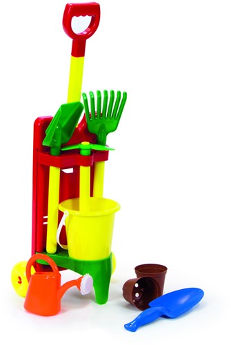 Set de jardín completo juguete 9 piezas con carrito y accesorios