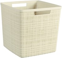 Curver cesta de almacenamiento yute cuadrada 17L blanco roto plástico reciclado-2