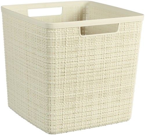 Curver cesta de almacenamiento yute cuadrada 17L blanco roto plástico reciclado-2