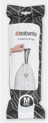 Brabantia bolsas de basura PerfectFit M 60L 10 unidades - cierre de cordón-3