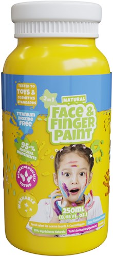 Bote de pintura facial y de dedos amarillo 250ml maquillaje infantil