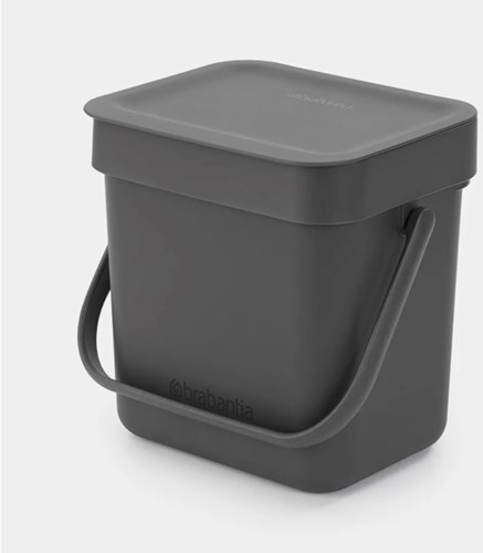 Brabantia cubo de basura cocina Sort & Go 3L gris compacto separación de residuos