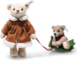 Set de ositos Steiff - Mamá con hijo, lujoso peluche de lana, edición navideña