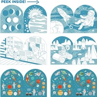 Petit Collage libro para colorear espacio con pegatinas - juguete creativo-3