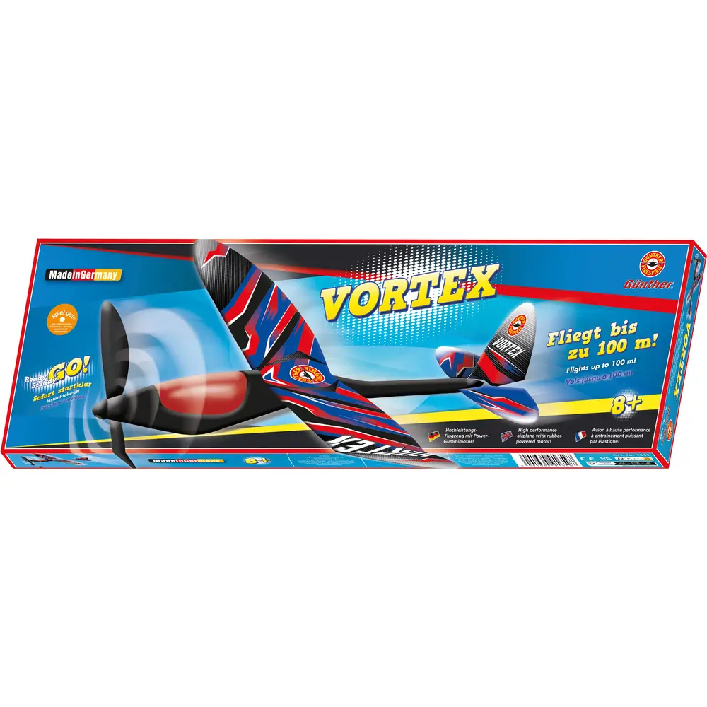 Günther avión juguete VORTEX modelo con motor de goma 49x50cm