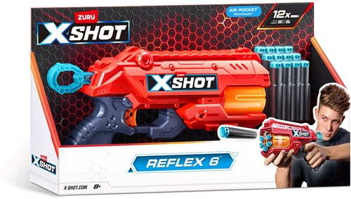 Zuru juguete X-Shot Reflex 6 Blaster con 12 dardos naranja