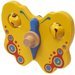 nic mariposa de madera amarilla - juguete para pista de canicas 10 cm