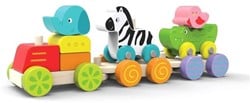 Edushape Tren de bloques de madera Happy Zoo - 10 piezas