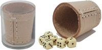 HOT Games set cubilete de dados - mini 5 cm cuero - con dados