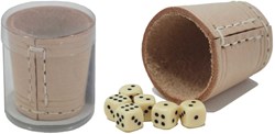 HOT Games set cubilete de dados - mini 5 cm cuero - con dados