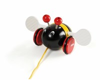 Brio abeja de madera para arrastrar - juguete colorido para niños pequeños