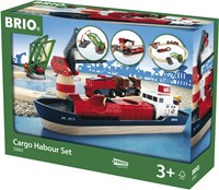 Brio set de tren carga puerto - barco portacontenedores y grúa-2