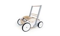 Bajo andador de madera para bebé - gris con compartimento de almacenamiento