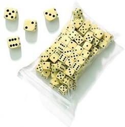HOT Games dados 16 mm crema-blanco 100 piezas plástico