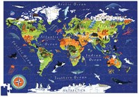 Crocodile Creek puzzle mapa mundial 200 piezas con animales y póster-2