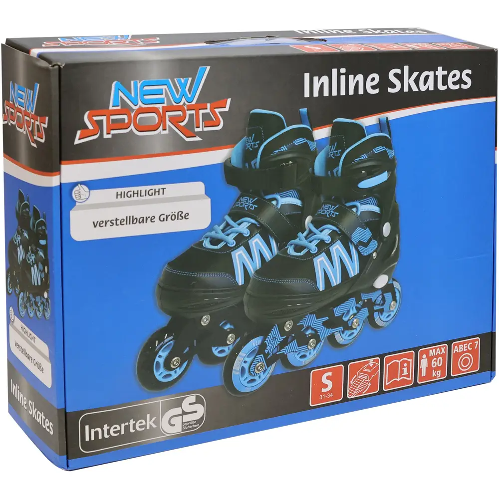 New Sports patines en línea negro azul ajustables ABEC 7 talla infantil