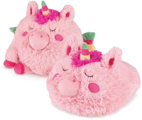 Noxxiez calentador de pies unicornio - cojín juguete rosa de peluche-2