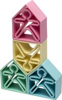 Dena set de juguetes de silicona - 6 niños 6 casas colores pastel-2
