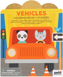 Petit Collage libro para colorear vehículos con pegatinas - papel FSC