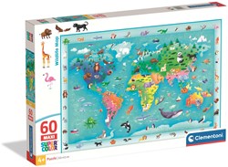 Clementoni puzzle - 60 piezas maxi - Mapa de la vida salvaje 2025 - juguete educativo