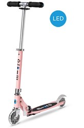 Micro patinete infantil LED - ajustable, plegable, rosa, ruedas luminosas