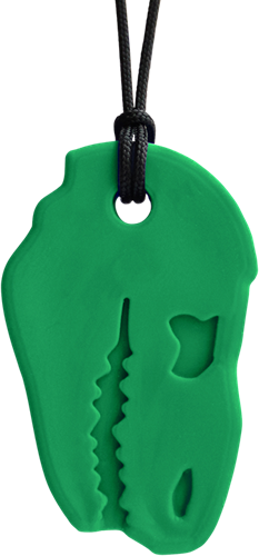 ARK Therapeutic collar mordedor juguete sensorial T-Rex verde bosque XXT Stevige, brede kauwketting in T-Rex-vorm, geliefd bij dinofans, voor kinderen en volwassenen.