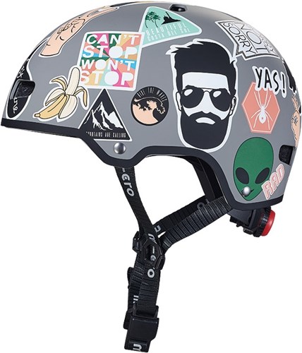 Micro casco bicicleta ABS Deluxe Sticker L con luz LED y cierre magnético