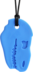 ARK Therapeutic collar para masticar juguete sensorial T-Rex XXT azul real Stevige, brede kauwketting in T-Rex-vorm, geliefd bij dinofans, voor kinderen en volwassenen.
