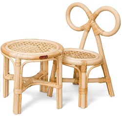 Poppie Toys set de silla y mesa de ratán para muñecas