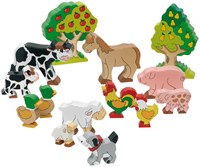 Goki animales de granja set de juguetes de madera 14 piezas educativo-2