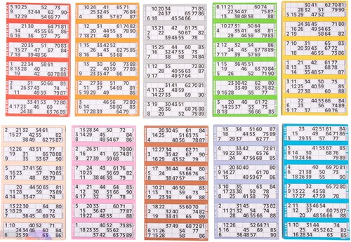 Cartones de bingo set de juego 100 hojas 600 boletos cartón multicolor-2
