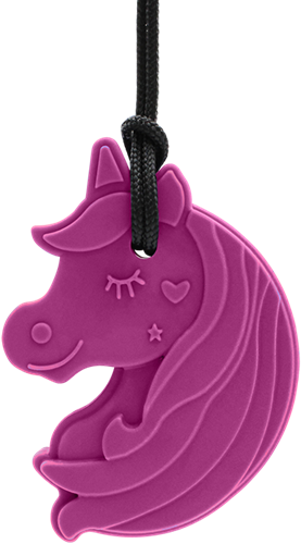 ARK Therapeutic collar mordedor juguete sensorial unicornio magenta estándar Kauwketting in eenhoornvorm met hart en ster, voor lichte tot matige kauwers.