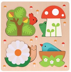 Petit Collage puzzle de madera - animales y su hogar - juguete educativo