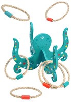 Petit Collage juego de lanzamiento de aros de madera pulpo para niños - juguete de exterior