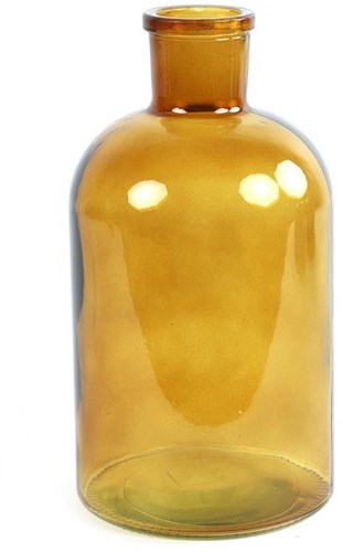 Vaas glazen fles geel 14,5x14,5x27cm